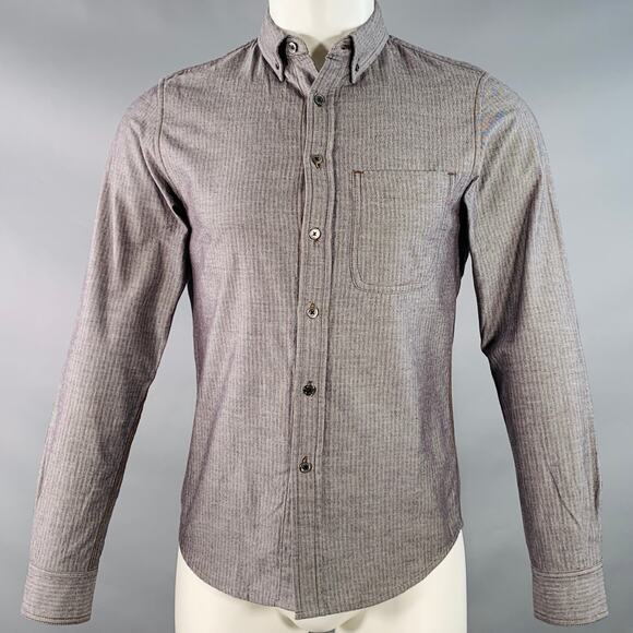 WINGS + HORNS Size XS Yellow Charcoal Stripe Cotton One Pocket Long Sleeve Shirt - Picture 1 of 8
